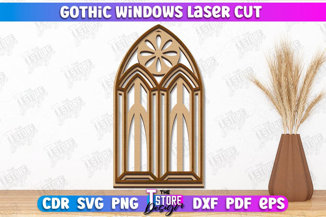 Gothic Window | Gothic Style | Window Frame | Gothic Window Arches | CNC File SVG The T Store Design 