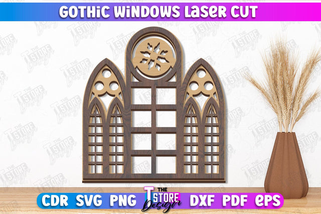Gothic Window | Gothic Style | Window Frame | Gothic Window Arches | CNC File SVG The T Store Design 