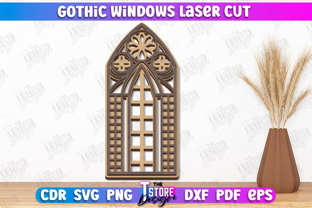 Gothic Window | Gothic Style | Window Frame | Gothic Window Arches | CNC File SVG The T Store Design 