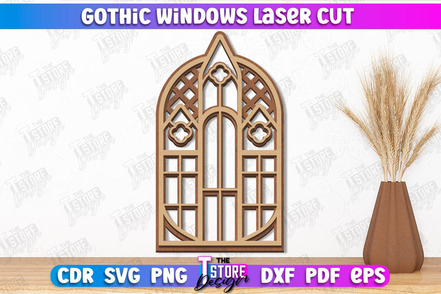 Gothic Window | Gothic Style | Window Frame | Gothic Window Arches | CNC File SVG The T Store Design 