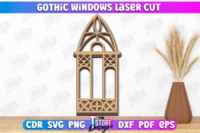 Gothic Window | Gothic Style | Window Frame | Gothic Window Arches | CNC File SVG The T Store Design 
