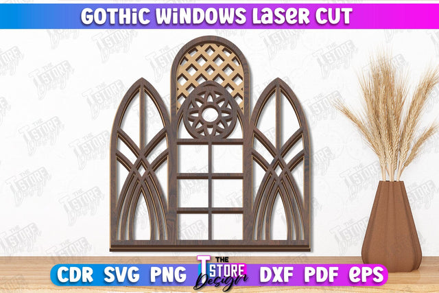 Gothic Window | Gothic Style | Window Frame | Gothic Window Arches | CNC File SVG The T Store Design 