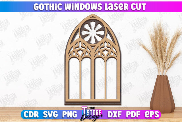 Gothic Window | Gothic Style | Window Frame | Gothic Window Arches | CNC File SVG The T Store Design 