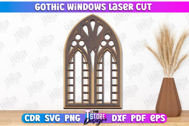 Gothic Window | Gothic Style | Window Frame | Gothic Window Arches | CNC File SVG The T Store Design 