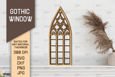 Gothic Window. Layered Arched Window Frame Laser Cut SVG Evgenyia Guschina 