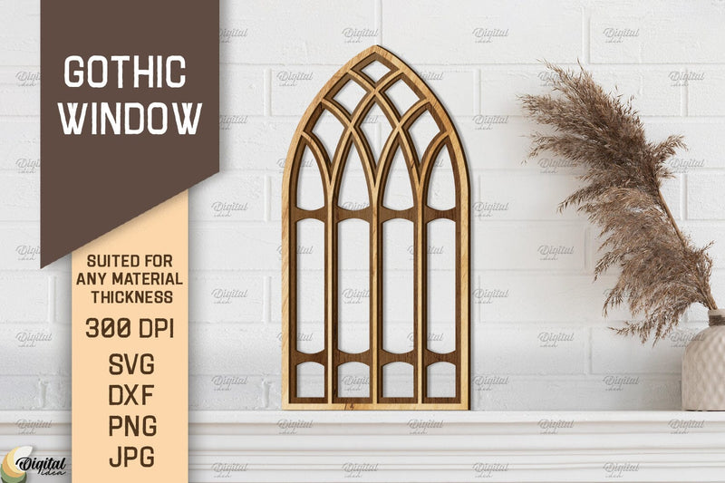 Gothic Window. Layered Arched Window Frame Laser Cut SVG Evgenyia Guschina 