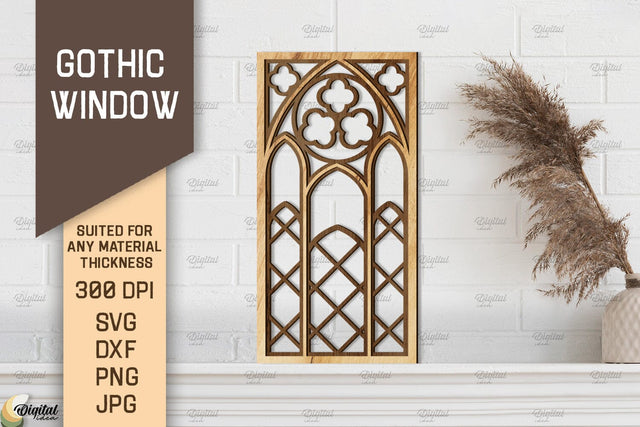 Gothic Window. Layered Arched Window Frame Laser Cut SVG Evgenyia Guschina 