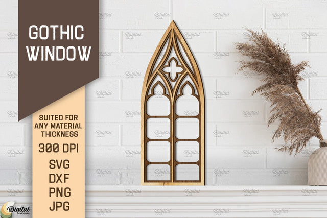 Gothic Window. Layered Arched Window Frame Laser Cut SVG Evgenyia Guschina 