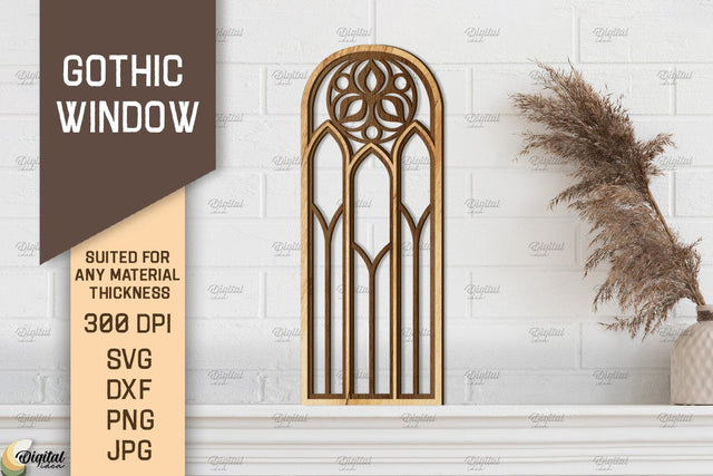 Gothic Window. Layered Arched Window Frame Laser Cut SVG Evgenyia Guschina 