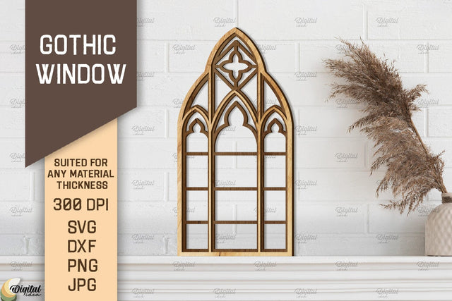 Gothic Window. Layered Arched Window Frame Laser Cut SVG Evgenyia Guschina 