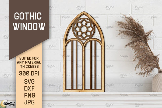 Gothic Window. Layered Arched Window Frame Laser Cut SVG Evgenyia Guschina 