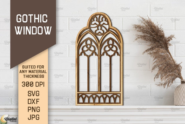 Gothic Window. Layered Arched Window Frame Laser Cut SVG Evgenyia Guschina 