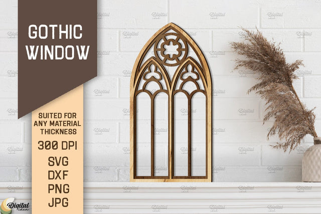 Gothic Window. Layered Arched Window Frame Laser Cut SVG Evgenyia Guschina 