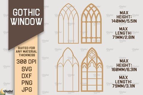 Gothic Window SVG Bundle. Layered Arched Window Frame Laser Cut SVG Evgenyia Guschina 