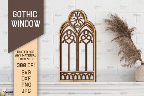 Gothic Window SVG Bundle. Layered Arched Window Frame Laser Cut SVG Evgenyia Guschina 