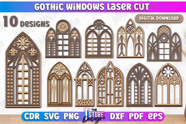 Gothic Windows Bundle | Gothic Style | Window Frame | Gothic Window Arches | CNC Files SVG The T Store Design 