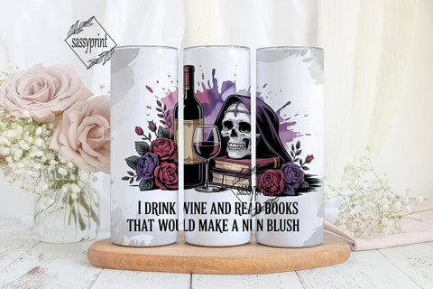 Gothic Wine & Books Tumbler Wrap Sublimation sassyprint 