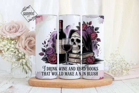 Gothic Wine & Books Tumbler Wrap Sublimation sassyprint 
