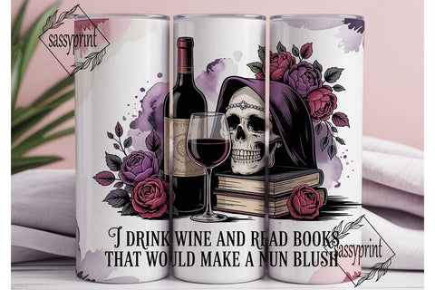 Gothic Wine & Books Tumbler Wrap Sublimation sassyprint 