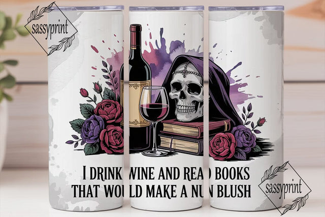 Gothic Wine & Books Tumbler Wrap Sublimation sassyprint 