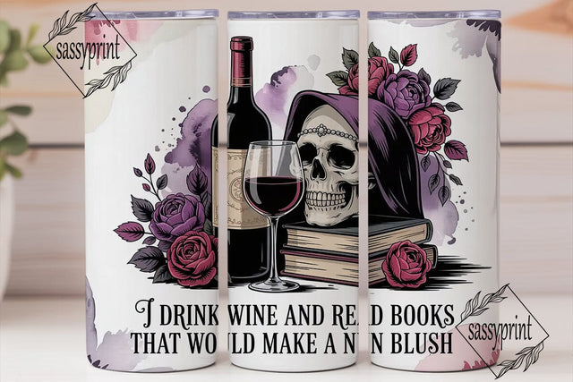 Gothic Wine & Books Tumbler Wrap Sublimation sassyprint 