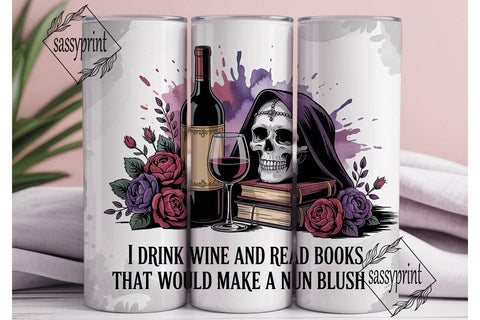 Gothic Wine & Books Tumbler Wrap Sublimation sassyprint 
