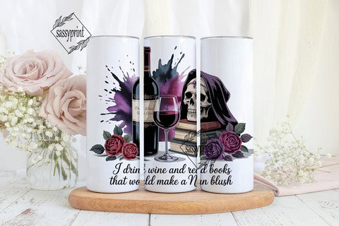 Gothic Wine & Books Tumbler Wrap Sublimation sassyprint 