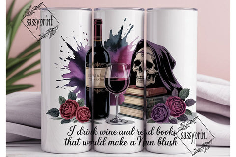 Gothic Wine & Books Tumbler Wrap Sublimation sassyprint 
