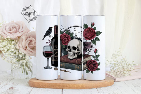 Gothic Wine & Skull 20oz Tumbler Wrap Sublimation sassyprint 