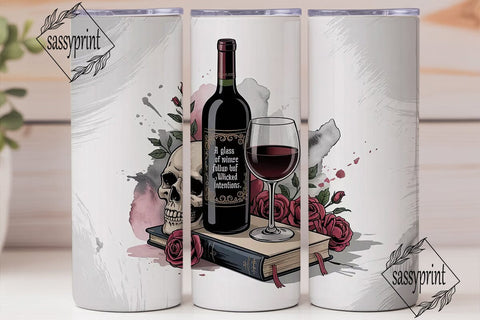 Gothic Wine & Skull Tumbler Wrap Sublimation sassyprint 