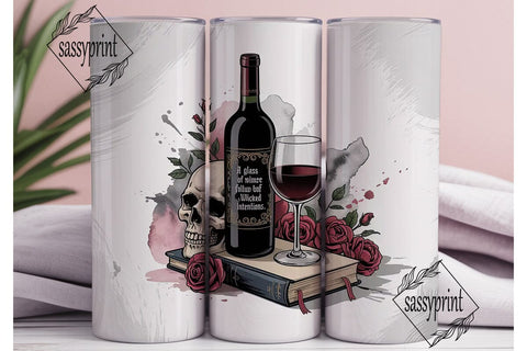 Gothic Wine & Skull Tumbler Wrap Sublimation sassyprint 