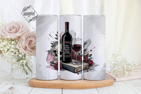 Gothic Wine & Skull Tumbler Wrap Sublimation sassyprint 