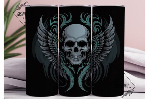 Gothic Winged Skull 20oz Tumbler Wrap Sublimation sassyprint 