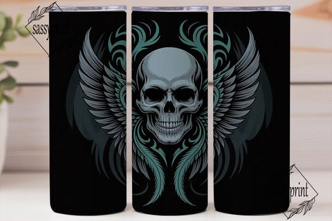 Gothic Winged Skull 20oz Tumbler Wrap Sublimation sassyprint 