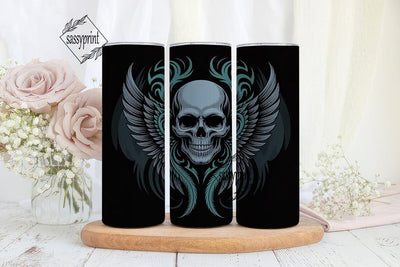 Gothic Winged Skull 20oz Tumbler Wrap Sublimation sassyprint 