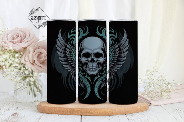 Gothic Winged Skull 20oz Tumbler Wrap Sublimation sassyprint 