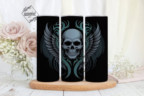 Gothic Winged Skull 20oz Tumbler Wrap Sublimation sassyprint 