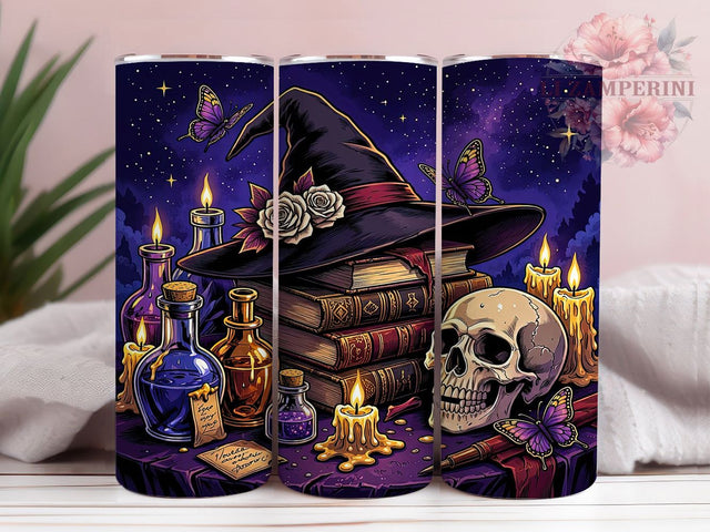 Gothic Witch Books & Roses 20oz Tumbler, Gothic Witch, Vintage Books, Dark Roses, 20oz Tumbler Wrap, Sublimation Design, Spooky Academia, Digital Download Sublimation Li Zamperini 