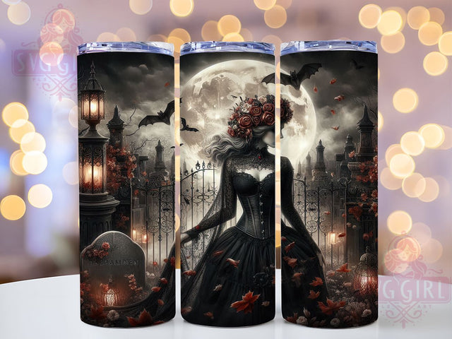 Gothic Witch Bride Rose Halloween Tumbler, Halloween Bride Wrap, Dark Roses Cup Design, Spooky 20oz Drinkware, Goth Bride Sublimation, Haunted Wedding Tumbler, Witchy Rose Art Sublimation SvggirlplusArt 