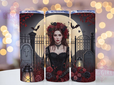 Gothic Witch Bride Rose Halloween Tumbler, Halloween Bride Wrap, Dark Roses Cup Design, Spooky 20oz Drinkware, Goth Bride Sublimation, Haunted Wedding Tumbler, Witchy Rose Art Sublimation SvggirlplusArt 
