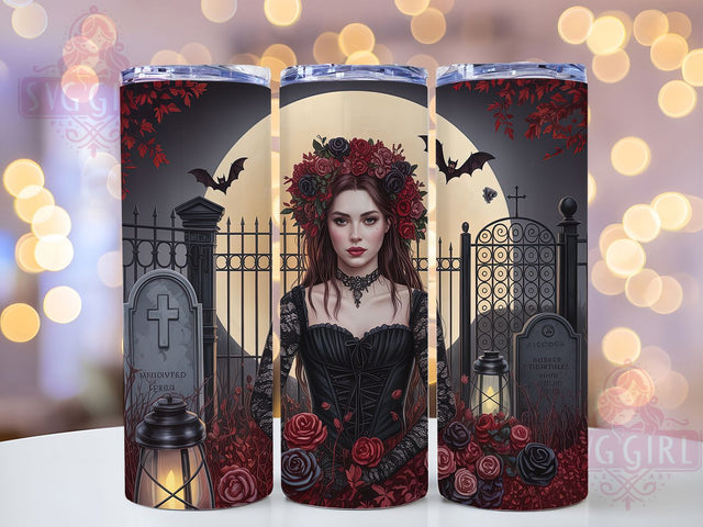 Gothic Witch Bride Rose Halloween Tumbler, Halloween Bride Wrap, Dark Roses Cup Design, Spooky 20oz Drinkware, Goth Bride Sublimation, Haunted Wedding Tumbler, Witchy Rose Art Sublimation SvggirlplusArt 
