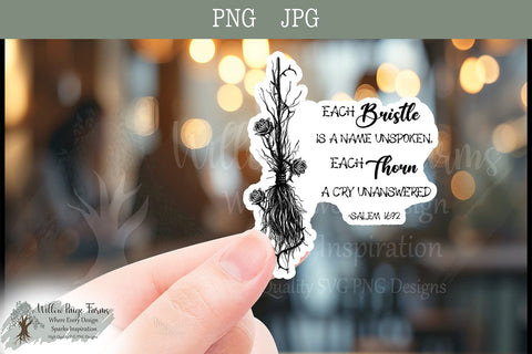 Gothic Witch Broom Hand drawn with thorns and roses. – “Each Bristle is a Name Unspoken” – Salem 1692 Print – Dark Floral Wiccan Decor Sublimation Willow Paige Farms 