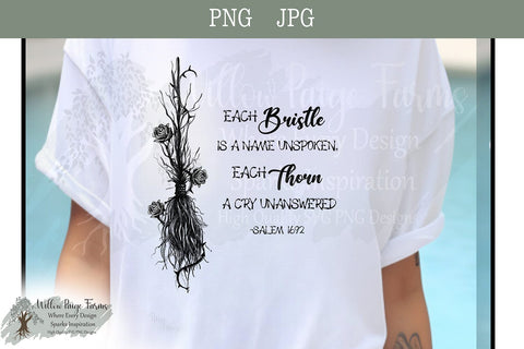 Gothic Witch Broom Hand drawn with thorns and roses. – “Each Bristle is a Name Unspoken” – Salem 1692 Print – Dark Floral Wiccan Decor Sublimation Willow Paige Farms 