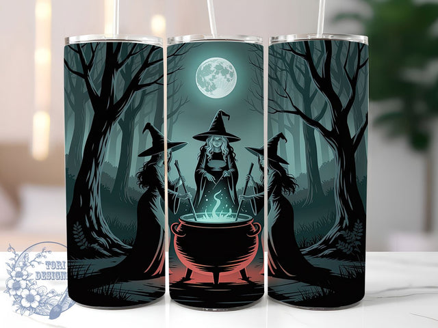 Gothic Witch Cauldron Moon Tumbler, Gothic Moon Tumbler Wrap, 20Oz Skinny Tumbler Wrap, Witchcraft Sublimation Design, Magical Cauldron Drinkware, Gothic Witch Moon Wrap, Spooky Halloween Tumbler Sublimation ToriDesigns 