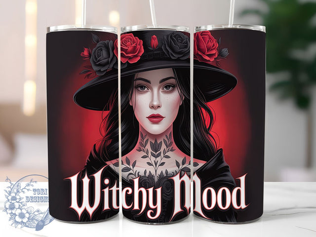 Gothic Witch Dark Roses Tumbler, Gothic Witch, Dark Roses, Halloween Witch, Witchy Tumbler, 20oz Tumbler Wrap, Sublimation Design Sublimation ToriDesigns 