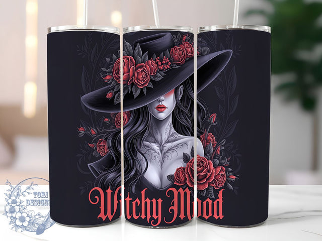 Gothic Witch Dark Roses Tumbler, Gothic Witch, Dark Roses, Halloween Witch, Witchy Tumbler, 20oz Tumbler Wrap, Sublimation Design Sublimation ToriDesigns 