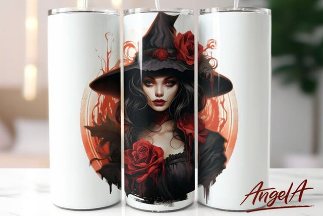 Gothic witch tumbler sublimation wrap PNG / woman tumbler Sublimation Angelina Semenova 