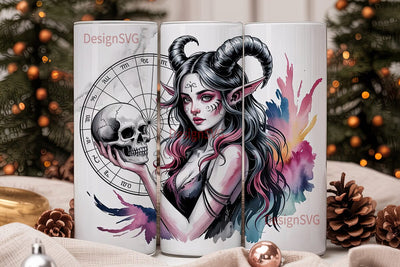 Gothic Witch Tumbler Wrap PNG Sublimation DesignSVG 