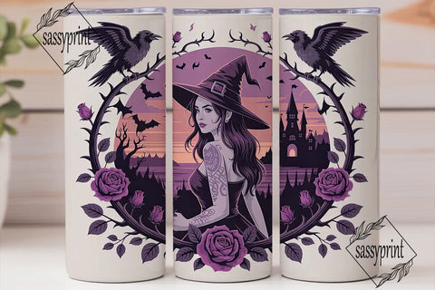 Gothic Witch Tumbler Wrap PNG Sublimation sassyprint 
