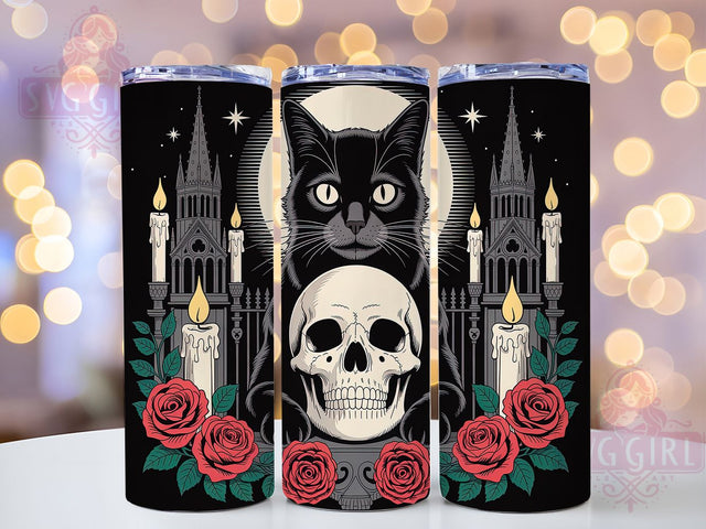 Gothic Witchy Black Cat Halloween Tumbler, Witchy Halloween Wrap, Black Cat Cup Design, Spooky Fall Drinkware, Halloween 20oz Tumbler, Magic Cat Sublimation, Dark Autumn Art Sublimation SvggirlplusArt 